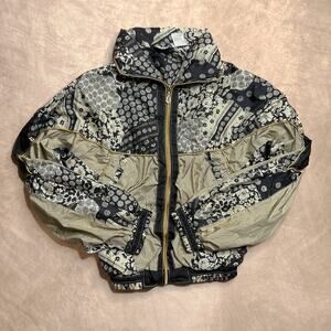 Vintage 90s Floral Metallic Patchwork Windbreaker Bomber Jacket Maximalist Retro